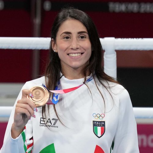 TOKYO 03 AGOSTO 2021/ARENA KUKUGIKAN/OLIMPIADE TOKYO 2020-MEDAGLIE CAT KG 54-57 DONNE)/BOXE/SPORT/ph Fabio Bozzani IRMA TESTA MEDAGLIA DI BRONZO